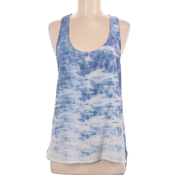 Gypsy 05 (REVOLVE) Blue White Tie Dye Silk Racerback Tank Top Size XS Fade Out - Picture 1 of 7